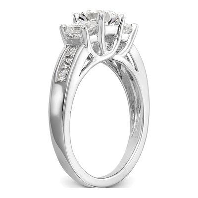 14K White Gold Diamond 3-Stone Engagement Ring Semi-Mount – view 6