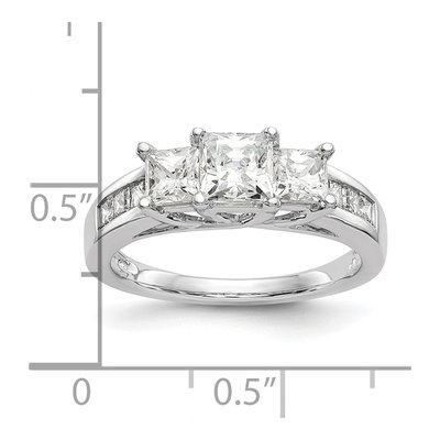 14K White Gold Diamond 3-Stone Engagement Ring Semi-Mount – view 7