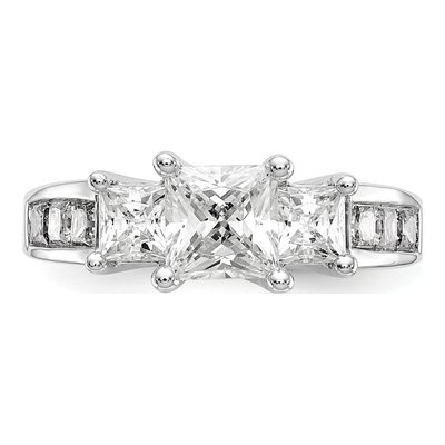 Platinum Diamond 3-Stone Engagement Ring Semi-Mount – view 5