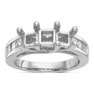 Platinum Diamond 3-Stone Engagement Ring Semi-Mount – view 8