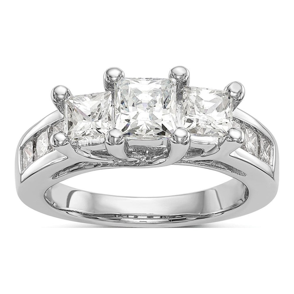 Platinum Diamond 3-Stone Engagement Ring Semi-Mount