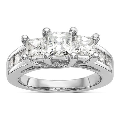Platinum Diamond 3-Stone Engagement Ring Semi-Mount