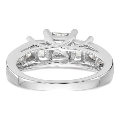 14K White Gold Diamond 3-Stone Plus Princess Center Sides) Engagement Ring Semi-Mount – view 5