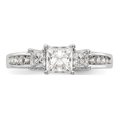 14K White Gold Diamond 3-Stone Engagement Ring Semi-Mount – view 4
