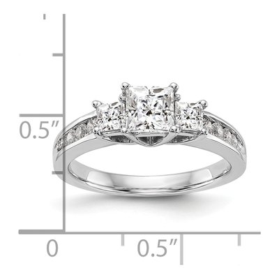 14K White Gold Diamond 3-Stone Engagement Ring Semi-Mount – view 7