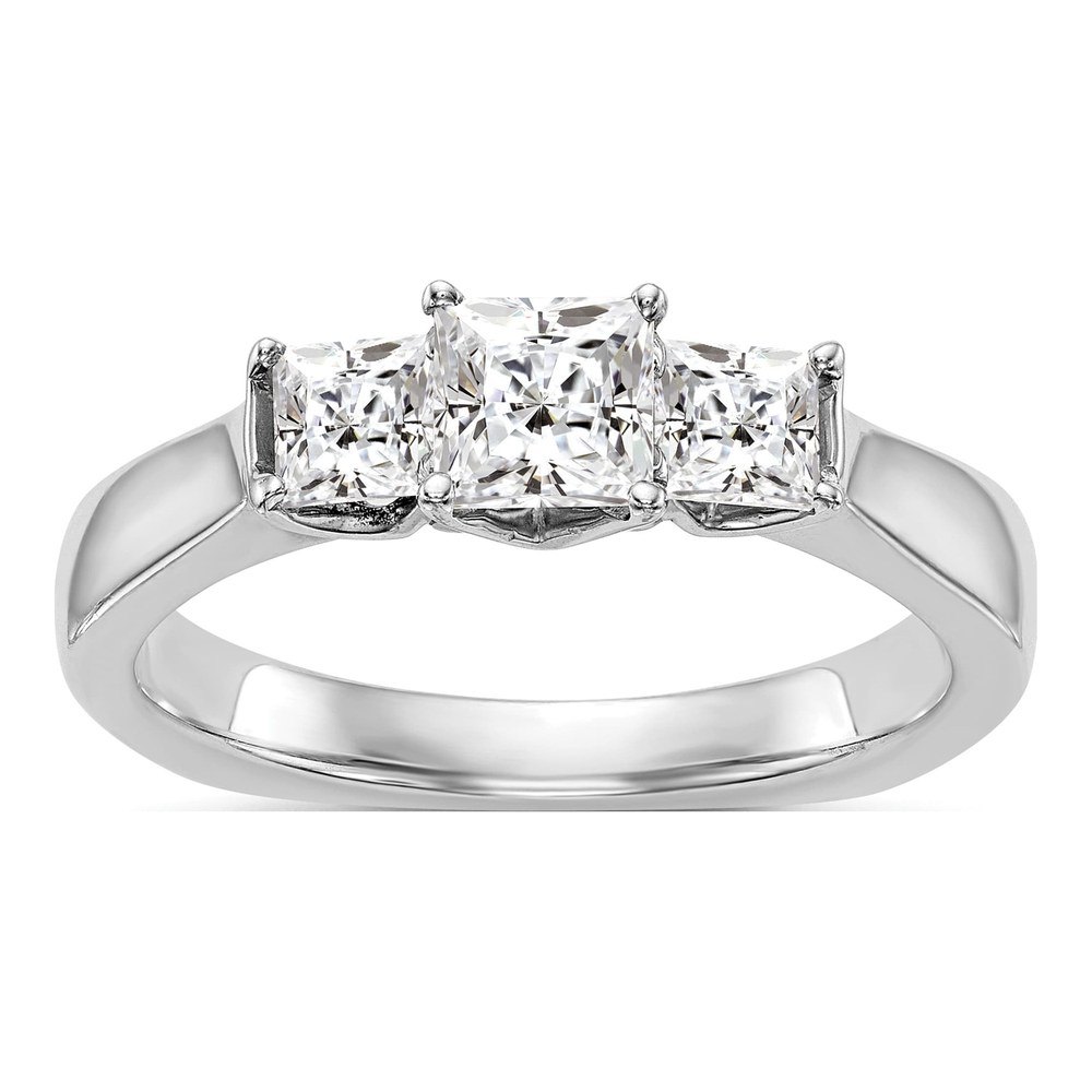 14K White Gold Diamond 3-Stone Engagement Ring Semi-Mount