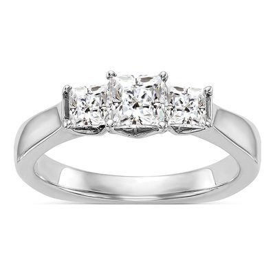 14K White Gold Diamond 3-Stone Engagement Ring Semi-Mount
