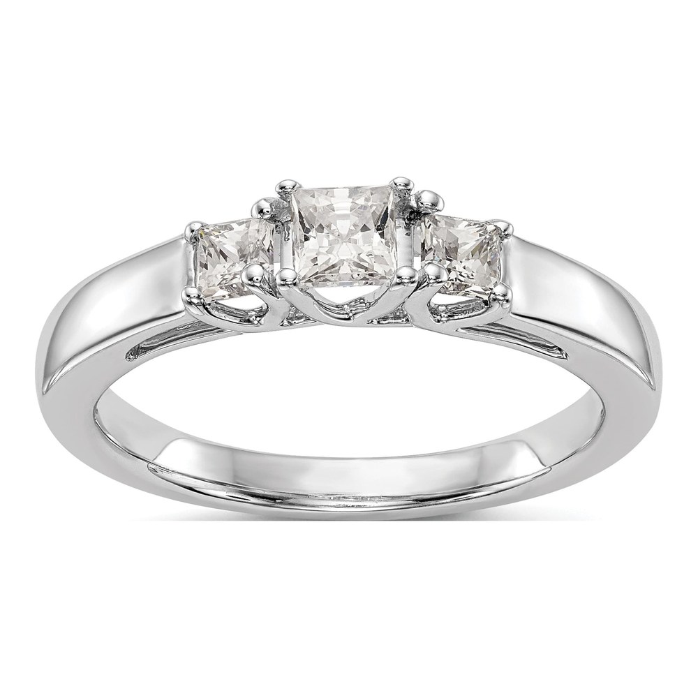 14K White Gold 3-Stone Engagement Ring