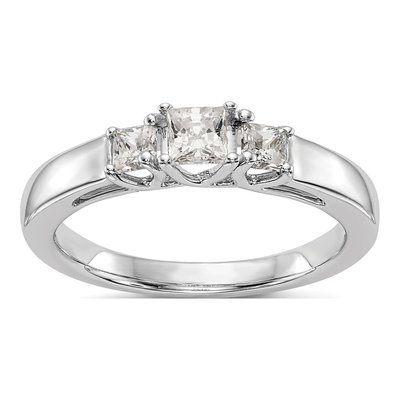 14K White Gold 3-Stone Engagement Ring