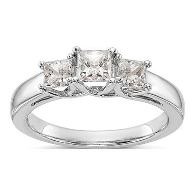 14K White Gold 3-Stone Engagement Ring Mounting