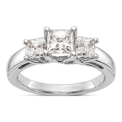 14K White Gold 3-Stone Engagement Ring Mounting