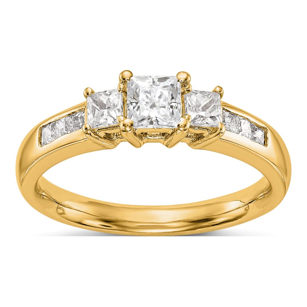 14K Yellow Gold Diamond 3-Stone Engagement Ring Semi-Mount