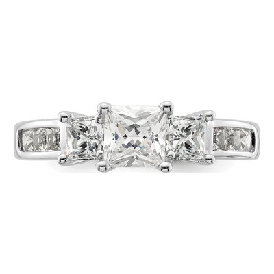 14K White Gold Diamond 3-Stone Engagement Ring Semi-Mount – view 5