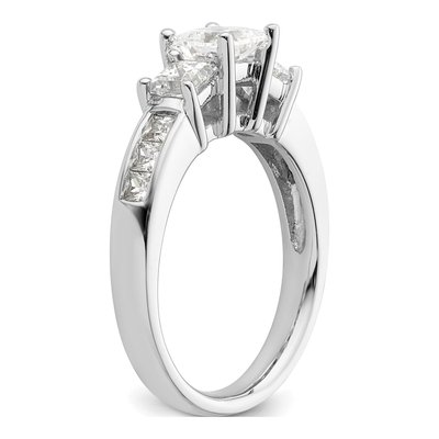 14K White Gold Diamond 3-Stone Engagement Ring Semi-Mount – view 7