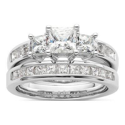 14K White Gold Diamond 3-Stone Engagement Ring Semi-Mount – view 8