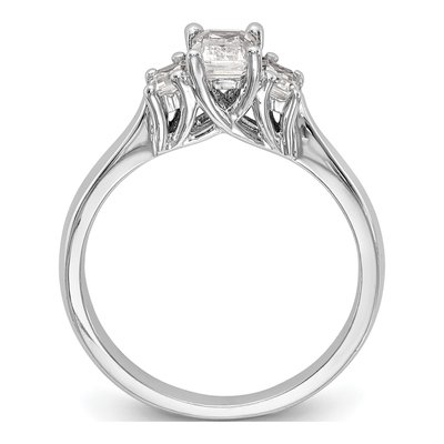 14K White Gold 3-Stone Emerald-Cut Engagement Ring Mounting – view 3