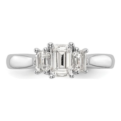 14K White Gold 3-Stone Emerald-Cut Engagement Ring Mounting – view 5