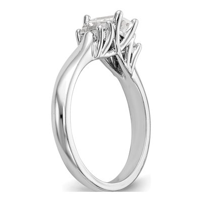 14K White Gold 3-Stone Emerald-Cut Engagement Ring Mounting – view 7