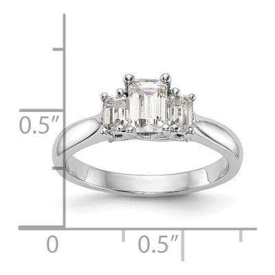 14K White Gold 3-Stone Emerald-Cut Engagement Ring Mounting – view 8