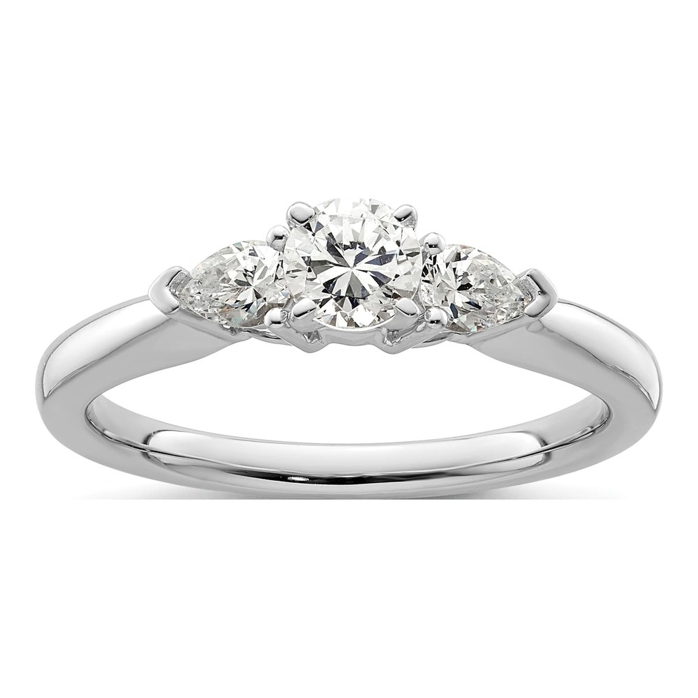 14K White Gold Diamond 3-Stone Engagement Engagement Ring Semi-Mount