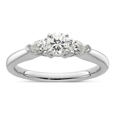 14K White Gold Diamond 3-Stone Engagement Engagement Ring Semi-Mount