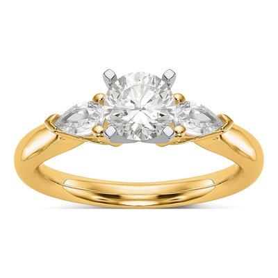 14K Yellow Gold 3-Stone Diamond Engagement Ring Mounting