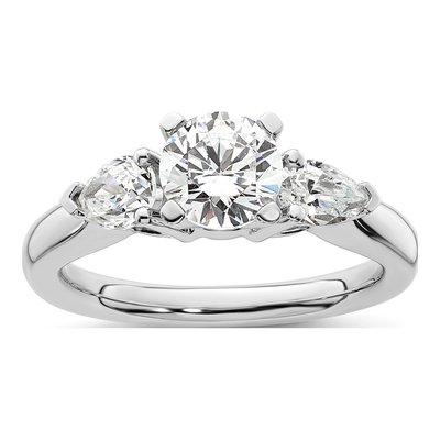 14K White Gold Diamond Pear Engagement Engagement Ring Semi-Mount