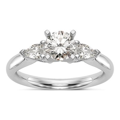 14K White Gold 3-Stone Diamond Bridal Set Mounting