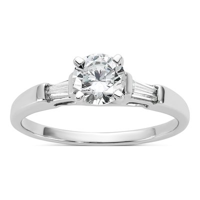 14K White Gold 3-Stone Engagement Ring Mounting