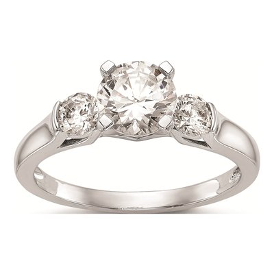 14K White Gold 3-Stone Engagement Ring Mounting