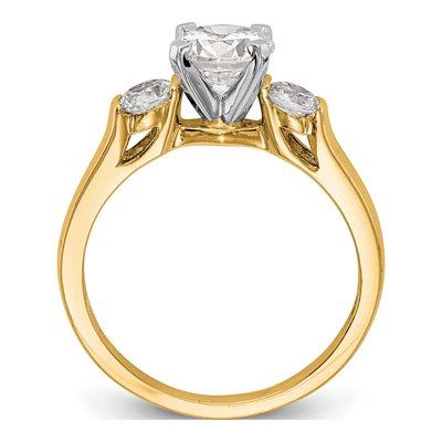 14K Yellow Gold 3-Stone Engagement Ring Mounting – view 2
