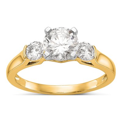 14K Yellow Gold 3-Stone Engagement Ring Mounting