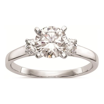 14K White Gold 3-Stone Diamond Engagement Ring Mounting