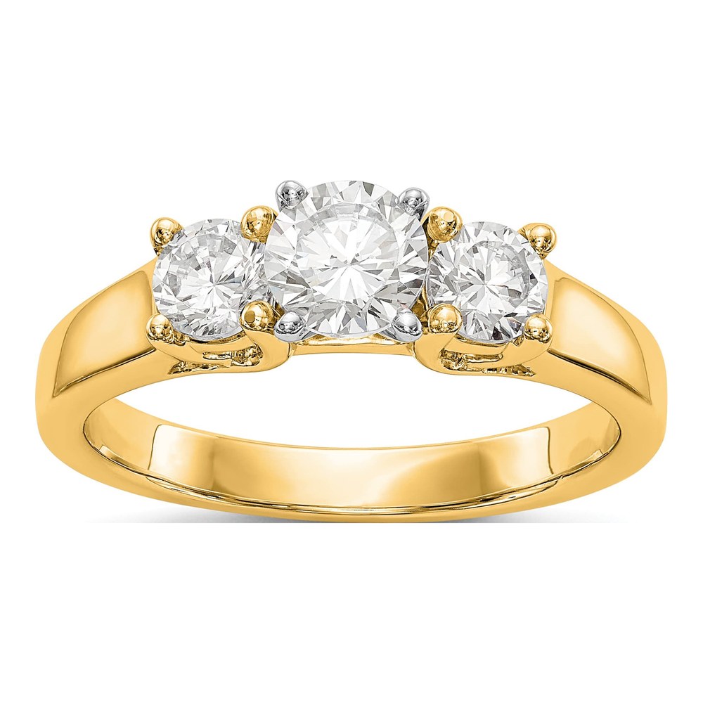 14K Yellow Gold 3-Stone Diamond Engagement Ring Mounting
