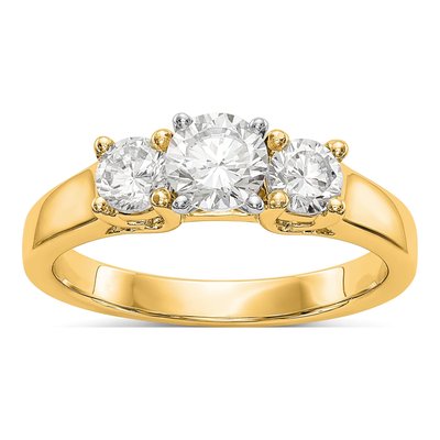 14K Yellow Gold 3-Stone Diamond Engagement Ring Mounting