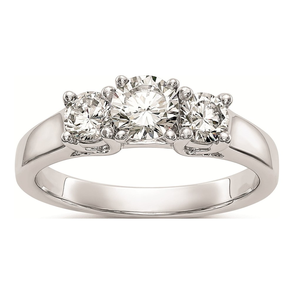 14K White Gold 3-Stone Diamond Engagement Ring Mounting