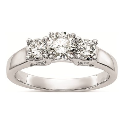 14K White Gold 3-Stone Diamond Engagement Ring Mounting