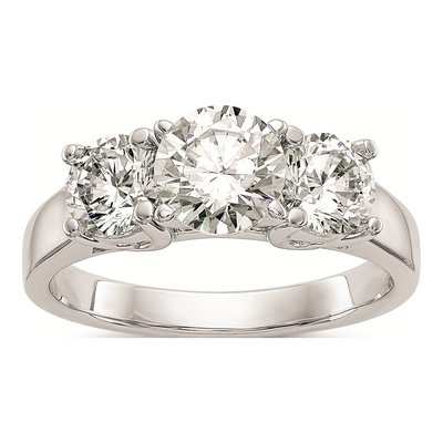 14K White Gold 3-Stone Diamond Engagement Ring Mounting