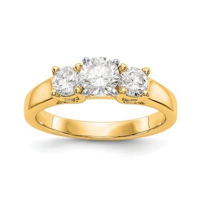 14K Yellow Gold 3-Stone Diamond Ring Mounting
