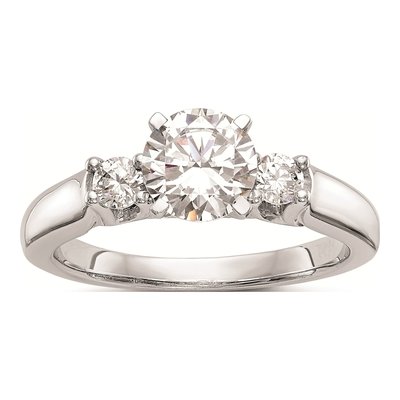 14K White Gold 3-Stone Engagement Ring Mounting