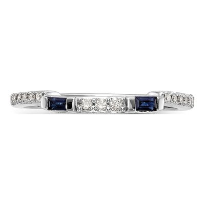 14K White Gold 1/10 ct tw Sapphire & Diamond Wedding Band – view 4