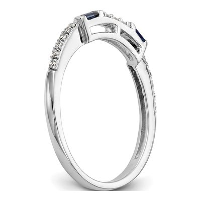 14K White Gold 1/10 ct tw Sapphire & Diamond Wedding Band – view 6