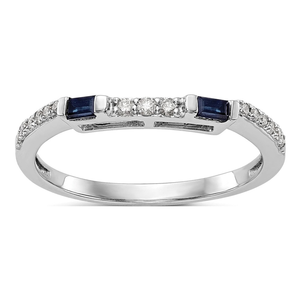14K White Gold 1/10 ct tw Sapphire & Diamond Wedding Band