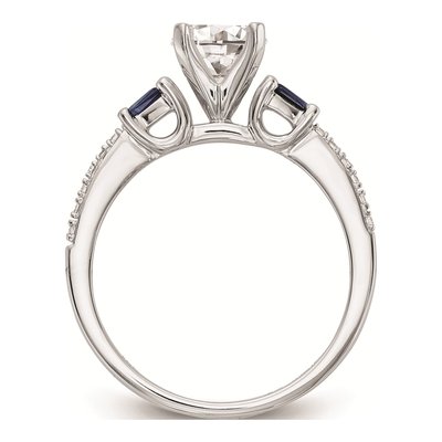 14K White Gold Sapphire & Diamond 3-Stone Engagement Ring Semi-Mount – view 2