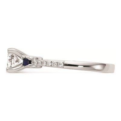 14K White Gold Sapphire & Diamond 3-Stone Engagement Ring Semi-Mount – view 3