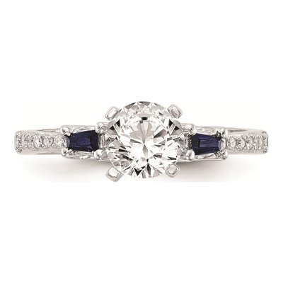 14K White Gold Sapphire & Diamond 3-Stone Engagement Ring Semi-Mount – view 4