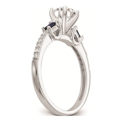 14K White Gold Sapphire & Diamond 3-Stone Engagement Ring Semi-Mount – view 6