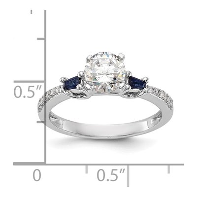 14K White Gold Sapphire & Diamond 3-Stone Engagement Ring Semi-Mount – view 8
