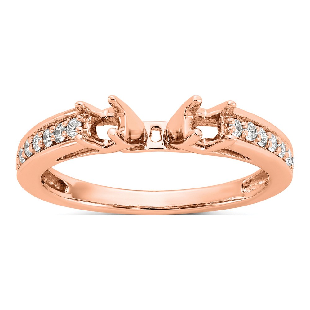 14K Rose Gold 3-Stone Diamond Peg Set Semi-mount Engagement Ring