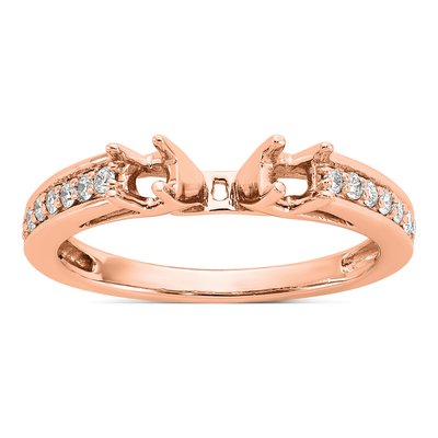 14K Rose Gold 3-Stone Diamond Engagement Ring Semi-Mount
